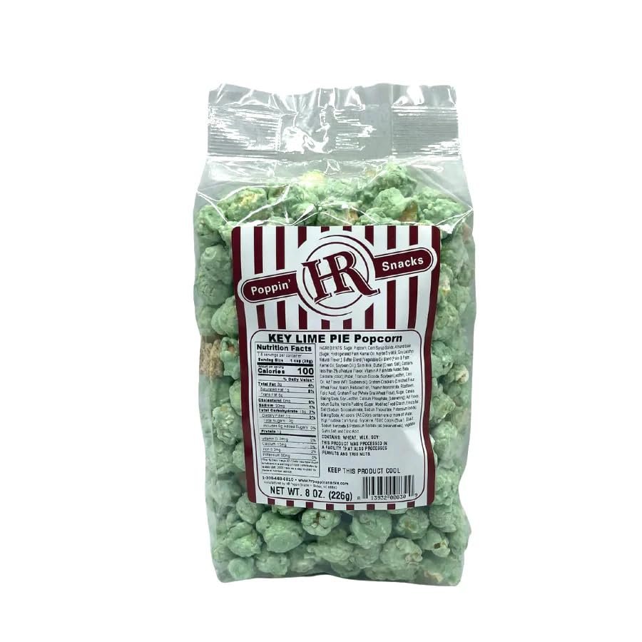 HR Poppin' Snacks Key Lime Popcorn | Made in Small Batches | Party Popcorn | Vibrant, Fresh Flavor | Key Lime Pie Popcorn | Sweet Treat | Popped Popcorn Snack | Ready to Eat