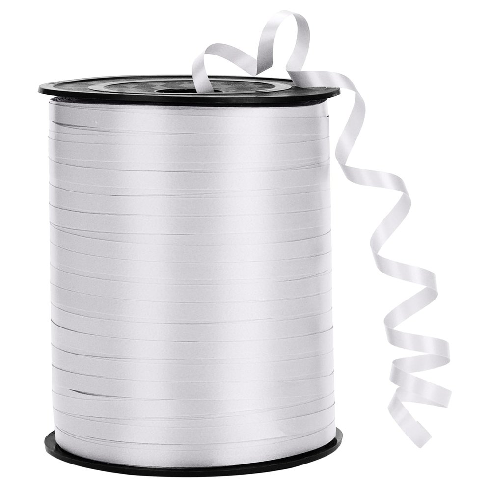 500 Yard White Curling Ribbon for Gift Wrapping, Balloon String, 3/16" Thin Gift Ribbon for Birthday, Baby Shower, Christmas