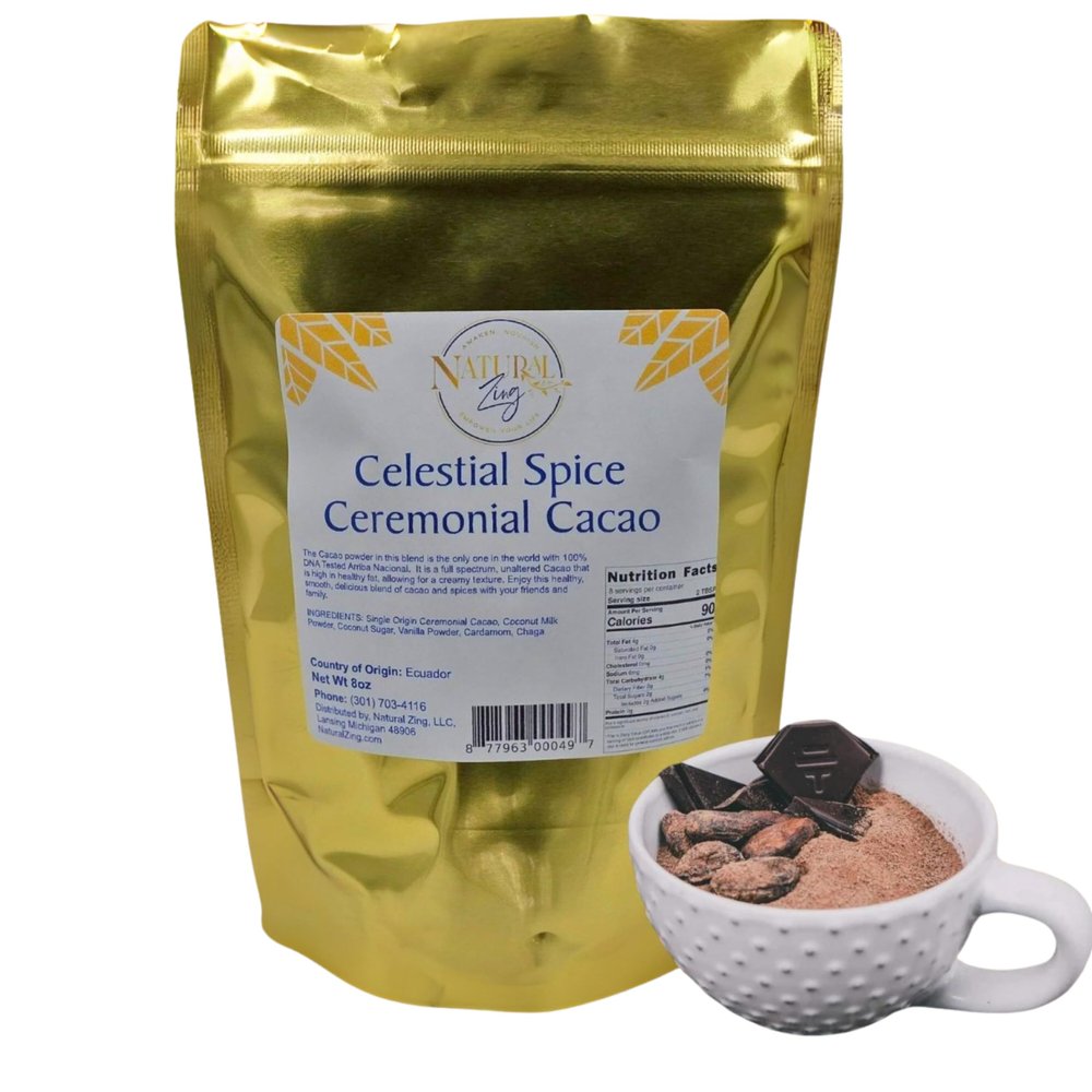 Natural Zing 100% Arriba Nacional Cacao | Raw, Organic, Celestial | Single Origin | No Additives, Fillers, or Preservatives |No GMO | Antioxidant Properties | Magnesium (8oz)