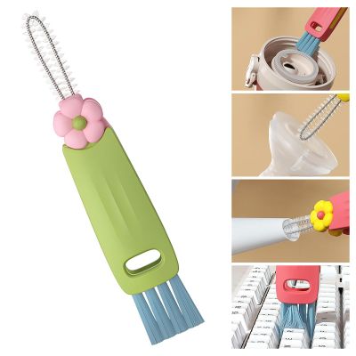 3 in 1 Cup Lid Cleaning Brush, 2024 New Portable Crevice Cleaning Brush Set for Baby Bottle Gap Tight Spaces Cup, Multifunctional Cleaning Brush Cup Lid Cleaner Household Cleaning Brushes (green-1)