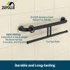 24 inch Black Grab Bar w/Double Roll Toilet Paper Holder, Zepolu 2-in-1 Safety Assist Bar Balanced Support Handle, Stainless Steel Wall Mounted Bathroom Toilet Grab Bar for Senior Elderly Handicap view 3