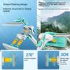 Window Cleaner Tool Kit with Telescopic U Shaped Pole,Squeegee for Window Washing,Rotatable Cleaning Head and Floating Mechanism,Clean Without Leaving Dead Ends-Blue||One-Piece 1 Cloth view 3
