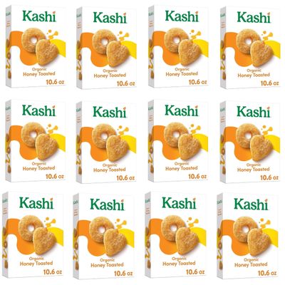 Cold Breakfast Cereal - Family Breakfast - Organic Fiber Cereal - Organic Honey Toasted Oat byKashi- 13.6 Oz Box - Pack of 12