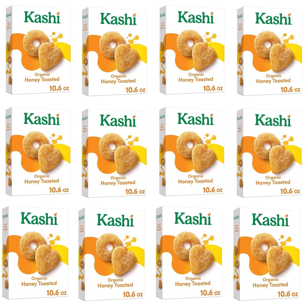 Cold Breakfast Cereal - Family Breakfast - Organic Fiber Cereal - Organic Honey Toasted Oat byKashi- 13.6 Oz Box - Pack of 12