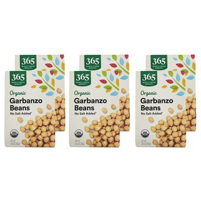 365 by Whole Foods Market, Organic Unsalted Garbanzo Beans, 13.4 Ounce (Pack of 6)