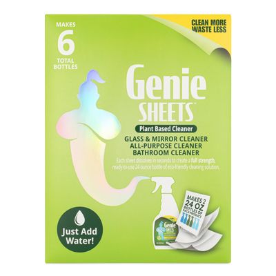 Genie Sheets All Purpose, Glass and Bathroom Cleaners Combo Pack | Concentrate Makes 6 24oz Bottles | Professional-Strength | Just Add Water | Eco-Friendly Plant-Based | 6 Sheets