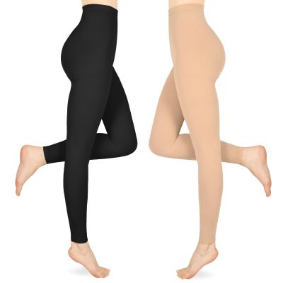 Compression Pantyhose for Women & Men, 2 Pairs 15-20mmHg Medical Graduated Compression Leggings, Opaque Footless Waist High Compression Stockings for Varicose Veins Edema Flight,Mix 3XL