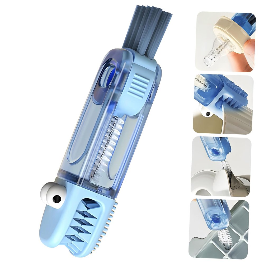 3 in 1 Cup Lid Cleaning Brush, 2024 New Portable Crevice Cleaning Brush Set for Baby Bottle Gap Tight Spaces Cup, Multifunctional Cleaning Brush Cup Lid Cleaner Household Cleaning Brushes (blue)