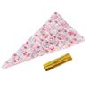FLEXMAN 50Pcs Cone Shaped Treat Bags, 17X30cm Transparent Cello Bags Clear Bag with Twist Ties for Nuts Candy Popcorn Candy Corn Chocolates Cookies (Cherie 3 strands) view 1