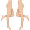 Compression Pantyhose for Women & Men, 2 Pairs 15-20mmHg Medical Graduated Compression Leggings, Opaque Footless Waist High Compression Stockings for Varicose Veins Edema Flight,Beige 2XL view 1