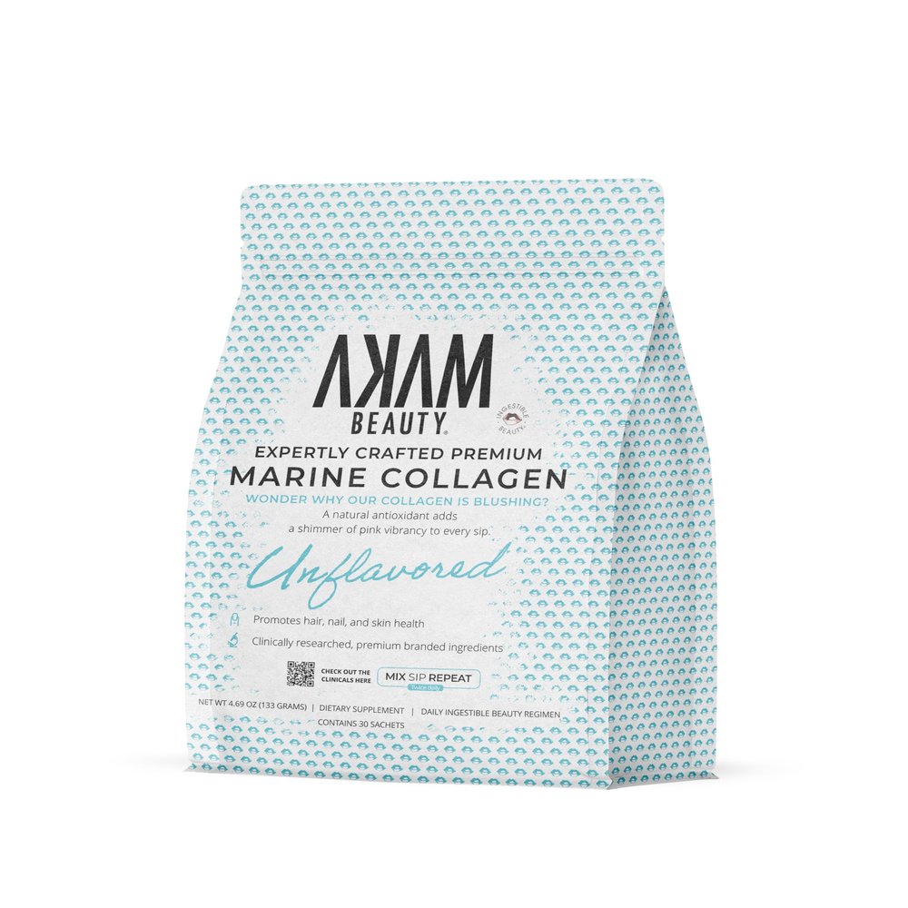 Marine Collagen Peptides Powder Type I, II & III 30-Count Pouch (Unflavored) Premium Daily Support for Hair, Skin, Nails & Joints Ingestible Beauty by Akam