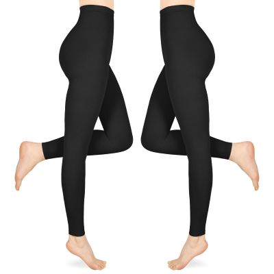 Compression Pantyhose for Women & Men, 2 Pairs 15-20mmHg Medical Graduated Compression Leggings, Opaque Footless Waist High Compression Stockings for Varicose Veins Edema Flight,Black 4XL