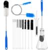 12Pcs Glass Tube Pipe Cleaners Brush Kit,Long Nylon Straw Brush for Glass Funnel and Bottle,17-inch Long Handle,8.2-in Different Diameters Brushes,35-in Flexible Double-Ended Hose Tool (Blue) view 1