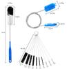 12Pcs Glass Tube Pipe Cleaners Brush Kit,Long Nylon Straw Brush for Glass Funnel and Bottle,17-inch Long Handle,8.2-in Different Diameters Brushes,35-in Flexible Double-Ended Hose Tool (Blue) view 2