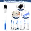 12Pcs Glass Tube Pipe Cleaners Brush Kit,Long Nylon Straw Brush for Glass Funnel and Bottle,17-inch Long Handle,8.2-in Different Diameters Brushes,35-in Flexible Double-Ended Hose Tool (Blue) view 3