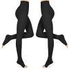 Compression Pantyhose for Women & Men 2 Pairs Open Toe 15-20mmHg Medical Graduated Compression Stockings Waist High Support Tights Opaque Leggings for Varicose Veins Edema Flight,Black 2XL view 1