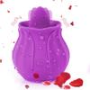 NineLife Basics Easy to Operate Rose Shape Toys Update Model 3 in 1 Rose Toy with Tongue Licking, Thrusting and Vibrating Adult Tools fN3+6 * 4, Roses-purple view 1
