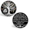 2 Year Sobriety Chips, Butterfly Tree of Life 2 Years Sobriety Coins view 1
