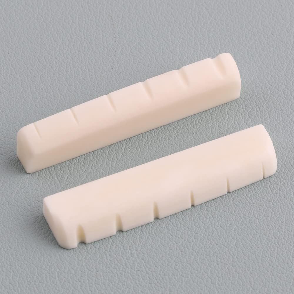 2 Pcs Pre-Slotted Acoustic Guitar Bone Nut for YMH FG Series Acoustic Guitar 43x5x9mm Acoustic and Classical Guitar Nuts, Acoustic and Classical Guitar Parts