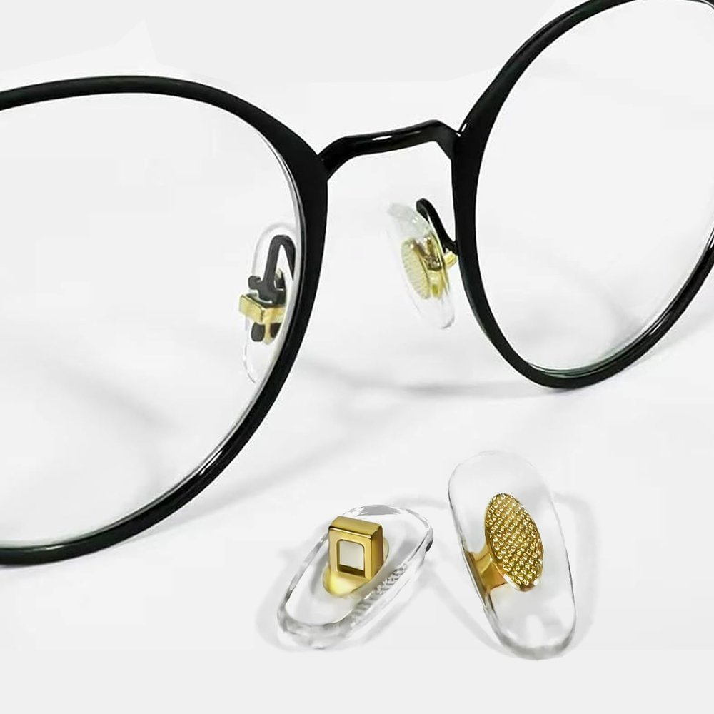 4 Pairs Soft Silicone Replacement 14mm Nose Pads for Model RB3526, RB4071, RB6335, RB6375, RB7186 and More Eyeglasses,Sunglasses, Plug in/Push in Eye Glasses Repair Kit Nose Pads (Gold)
