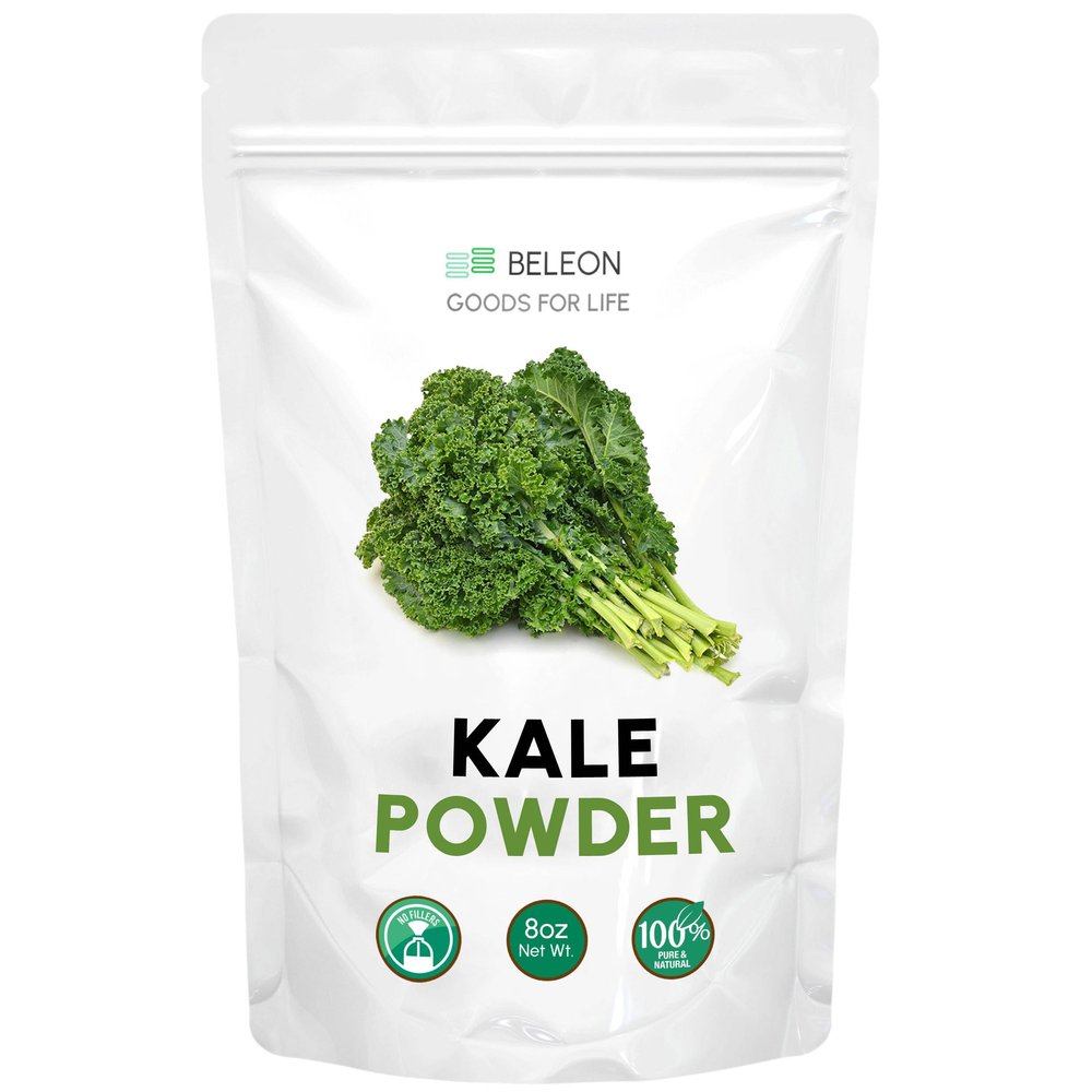 Kale Powder 8oz - for Cooking Salad Seasoning, Tea and Mix Drinks, Supports Immune System, Rich in Vitamins and Minerals