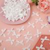 100pcs Ribbon Bows, 1.57x0.4in Mini Bows for Crafts Cute Small Ribbon Tiny Bows for Sewing Gift Wrapping Wedding Party Favors Treat Bags Gift Box Decoration (White) view 3