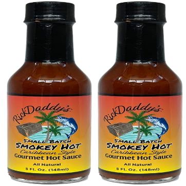 RickDaddy's Gourmet Hot Sauce | Wood Smoked Habanero Peppers | Smokey Hot Sauce | Small Batch | Caribbean Style | Made in USA | (Pack of 2)