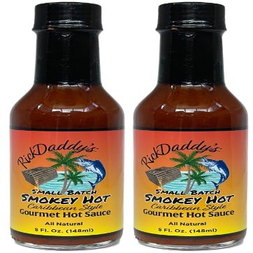 RickDaddy's Gourmet Hot Sauce | Wood Smoked Habanero Peppers | Smokey Hot Sauce | Small Batch | Caribbean Style | Made in USA | (Pack of 2)