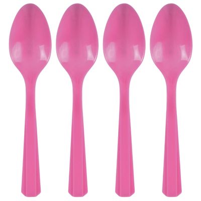 Reusable Bright Pink Plastic Spoons (Pack of 20) - Perfect for Parties, Picnics, and Everyday Use
