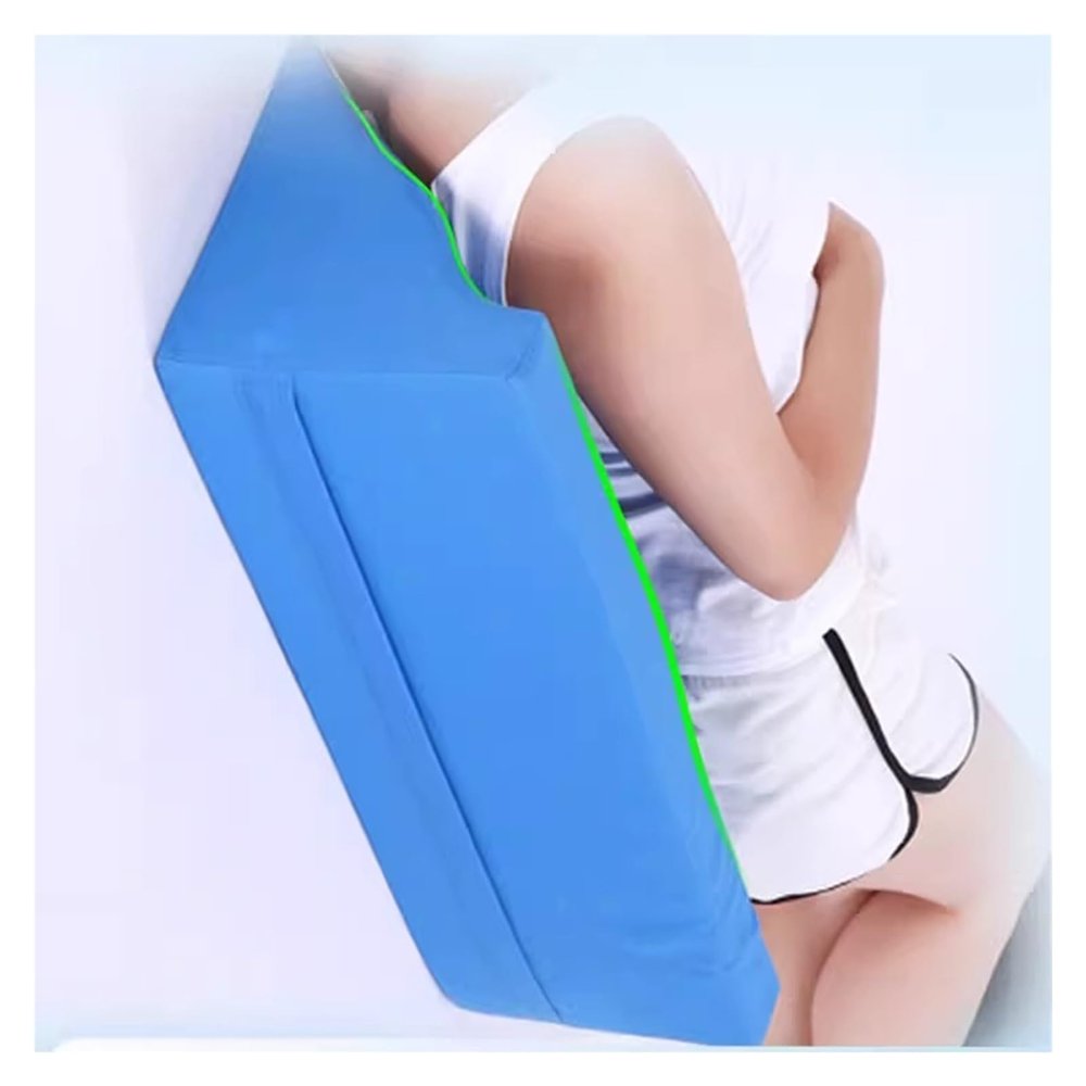AMUFJJ Lengthen Wedge Pillow, Seniors/Pregnancy/Adults Bed Wedge for Side Sleeping, Neck/Back/Waist Support Pillow Wedges with Removable Cover(Blue,60x25x20cm)