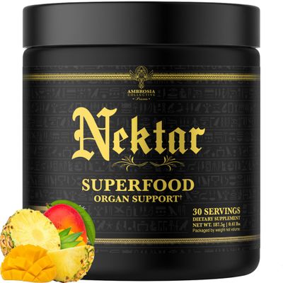 Ambrosia Nektar - Superfood Powder | Daily Organ Support Supplement | Greens Powder Alternative | 13 Superfoods for Energy, Digestion, Skin Health & Immune Support | 30 Servings | Pineapple Mango