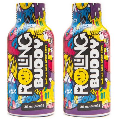 ROLLING BUDDY Pre and Post Rave Recovery Shot - Rave Safely, No 5HTP, Jaw Clench Relief, Essential Vitamins for Brain & Body Protection Before and After Rave Antioxidant Shot 2-Pack (1)