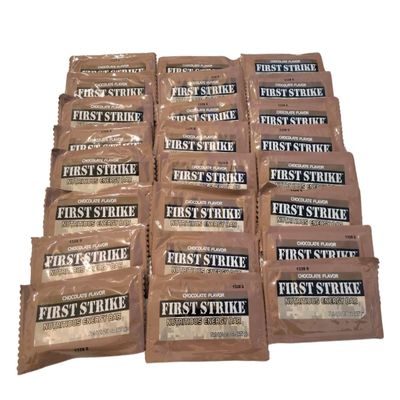 First Strike Bar, Chocolate Flavor - Full Size (2.3 oz.) Nutritious Energy Bar. Authentic USGI MRE dessert component available in 6, 12, 24, 48 and 100 Packs (24)