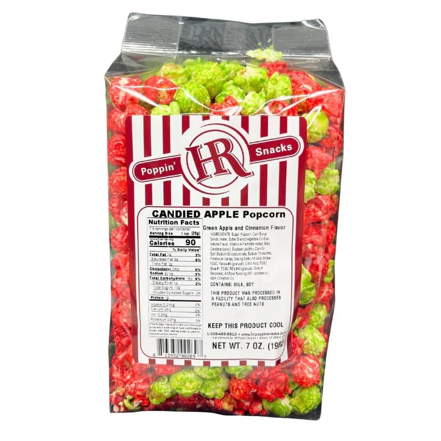 Candied Apple Popcorn | Made in Small Batches | Perfect Snack For Candy Apple Lovers | Fruity, Crisp Flavor | Ready To Eat | Christmas Themed Popcorn | Movie Night Essential | Nebraska Popcorn