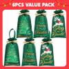 JOYIN 6 PCS Christmas Drawstring Gift Bags Present Wrap Reusable Non-woven fabrics Bags with Handle for Xmas Party Decoration Jewelry Pouch Festivals Supplies (17" x 8.5") view 2