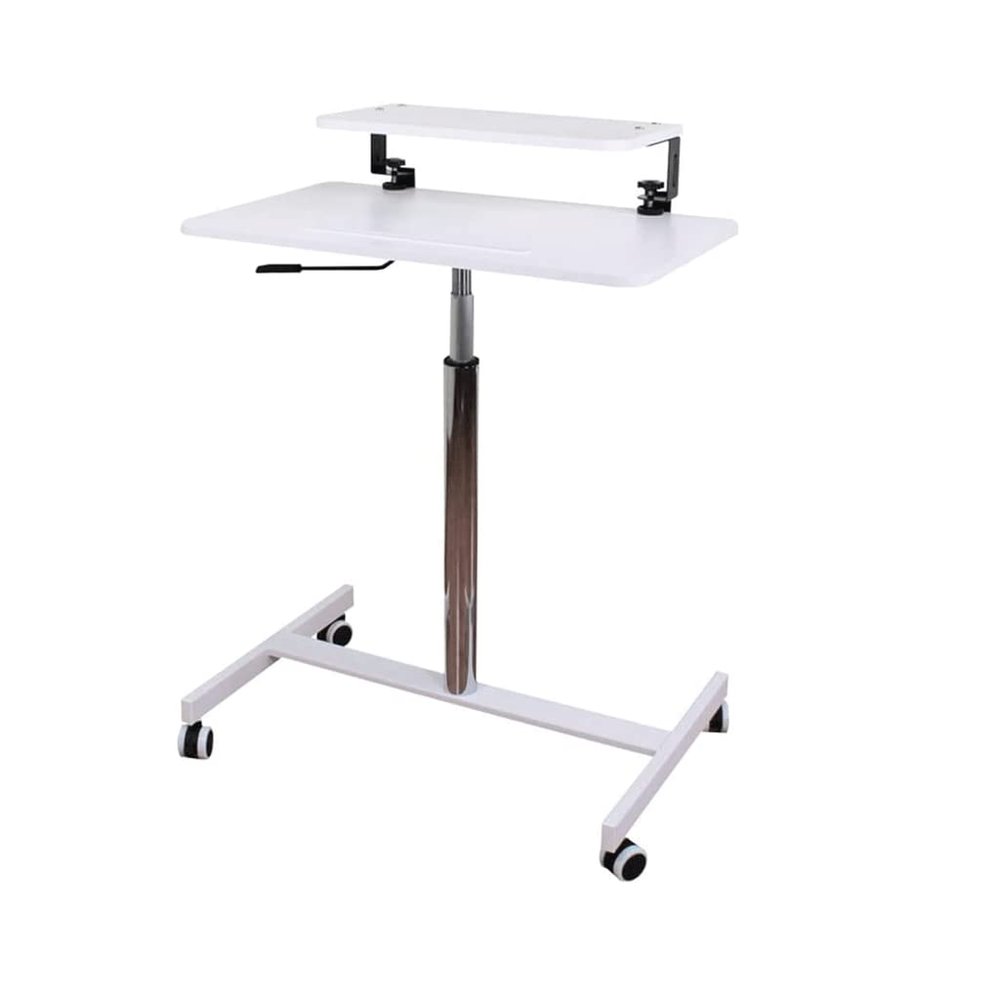 Overbed Table Mobile Standing Desk, overbed Table with Wheeled Keyboard Tray Height Adjustable Computer Workstation for Home Office