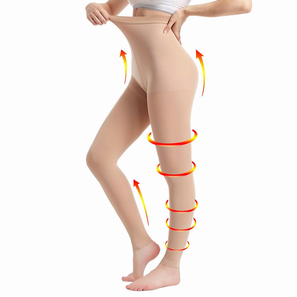 20-30mmHg Footless Medical Compression Pantyhose (Beige, XL)