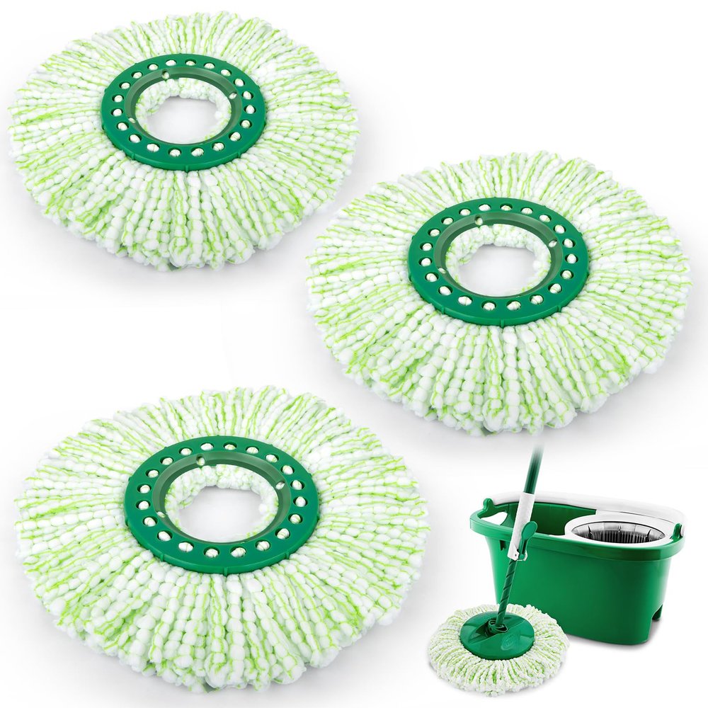 3 Pack Mop Head Replacement for Libman Tornado, Spin Mop Replacement Head  Compatible with Libman, Easy to Replace, Machine Washable, Green and White (NOT for Old Version)