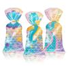 50Pcs Mermaid Party Favor Bags,11x5 Inch Clear Plastic Mermaid Goodie Bags Mermaid Cellophane Gift Candy Treat Bags with Twist Ties for Kids Girls Ocean Themed Birthday Party Supplies Favors (Marine)