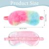 4 Pieces Plush Eye Mask Soft Fluffy Furry Eye Cover Comfortable Rainbow Color Sleeping Blindfold with Elastic Strap Faux Fur Eye Shade for Women Kids Teens Girls Travel Nap Party view 2