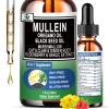 16-in-1 Organic Mullein Drops for Lungs | Mullein Leaf Extract w/Oil of Oregano with Black Seed Oil | Non-GMO&Gluten Free Respiratory Health Liquid Drops | Mullein Supplement Cleanse for Smokers view 1