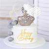 10pcs Side Happy Birthday Cake Topper Gold Acrylic Birthday Cupcake Topper for Kids Birthday Party Cake Decorations (I) view 2
