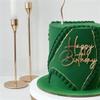 10pcs Side Happy Birthday Cake Topper Gold Acrylic Birthday Cupcake Topper for Kids Birthday Party Cake Decorations (I) view 3