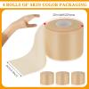 4 Rolls Pre Wrap Athletic Tapes for Hair, Athletic Foam Sports Wrap, Pre Wrap for Hair Soccer, Sports Tape Wrap for Ankles Wrists Hands and Knees, 2.4 Inches x 22 Yards - Beige view 2