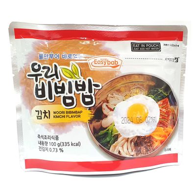 Sookwang MRE Korean Kimchi Bibimbap Ready to Eat Meal 1 Pack of Bibimbap Korean Mixed Rice Bowl100g (3.53oz) 335 Kcal (Kimchi)