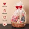 Mauproy 34 In x 100 Ft Valentine's Day Clear Cellophane Wrap Roll, Extra Wide, 2.5 Mil Thick Transparent Wrapping Paper with White Dots for Baskets, Flower Bouquets (34" Fold into 17") view 4