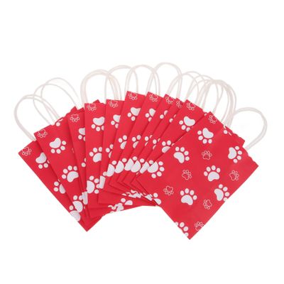 Anneome 12pcs Cute Dog Paw Bag Wrapping Paper Handheld Bags for Dogs Capacity Material for Birthday Parties