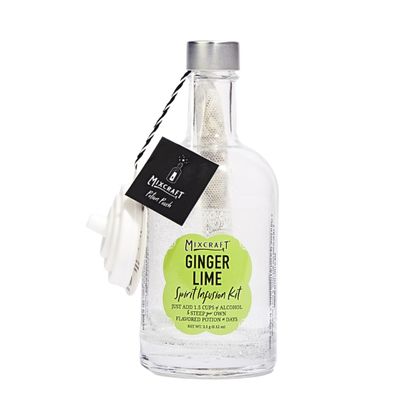 MixCraft Spirit Infusion Kit - Premium Craft Cocktail & Mocktail Mixer< Glass Bottle, Collapsible Funnel, Flavor Pouch & Recipe, Ginger Lime