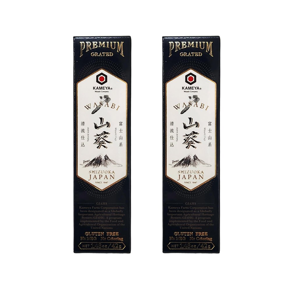 Kameya Premium Grated Wasabi - Set of 2 (1.48 oz x 2) - Authentic Wasabi Paste in Tube - Gluten-Free - No MSG - No Coloring - Product of Shizuoka, Japan