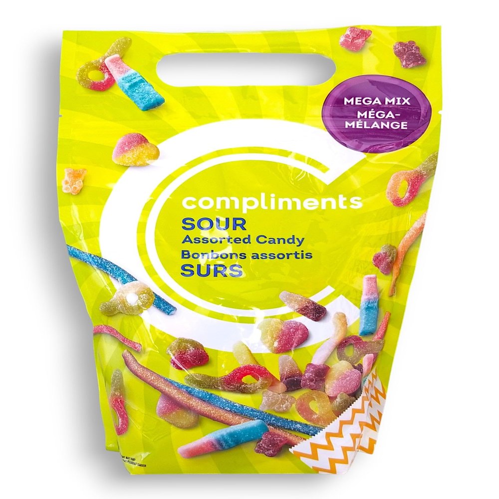 Sobeys Compliments Mega Mix Sour Assorted Candy, 800g/28.2 oz. Bag